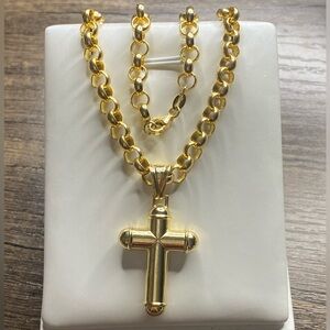 Real 18K Saudi Gold Cross Necklace
